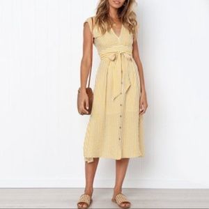 Yellow Striped Midi Sundress